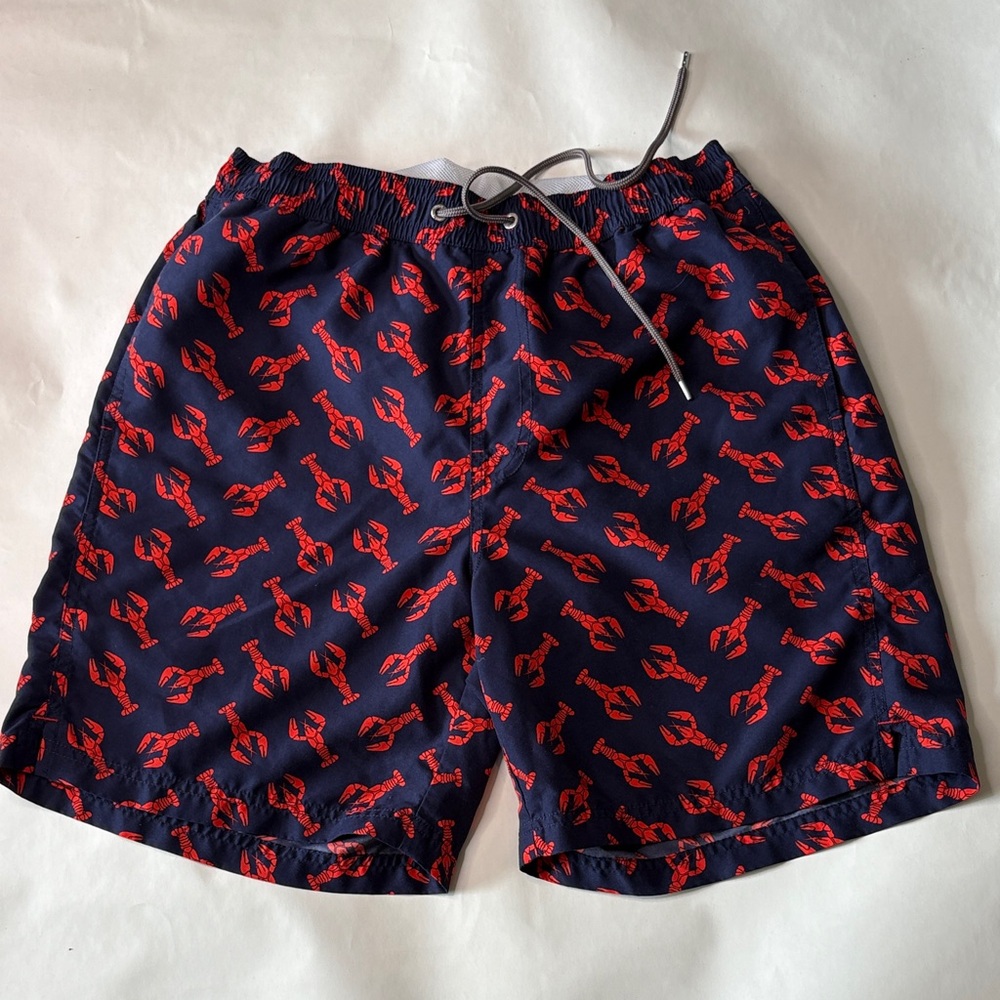 🦞 Thomas Dean 🦞 Lobster Navy and Red Swim Surf Trunks Bathing suit Sz L